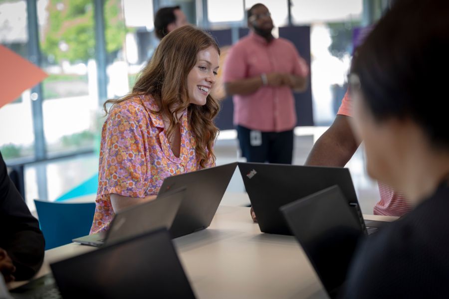 women on a computer